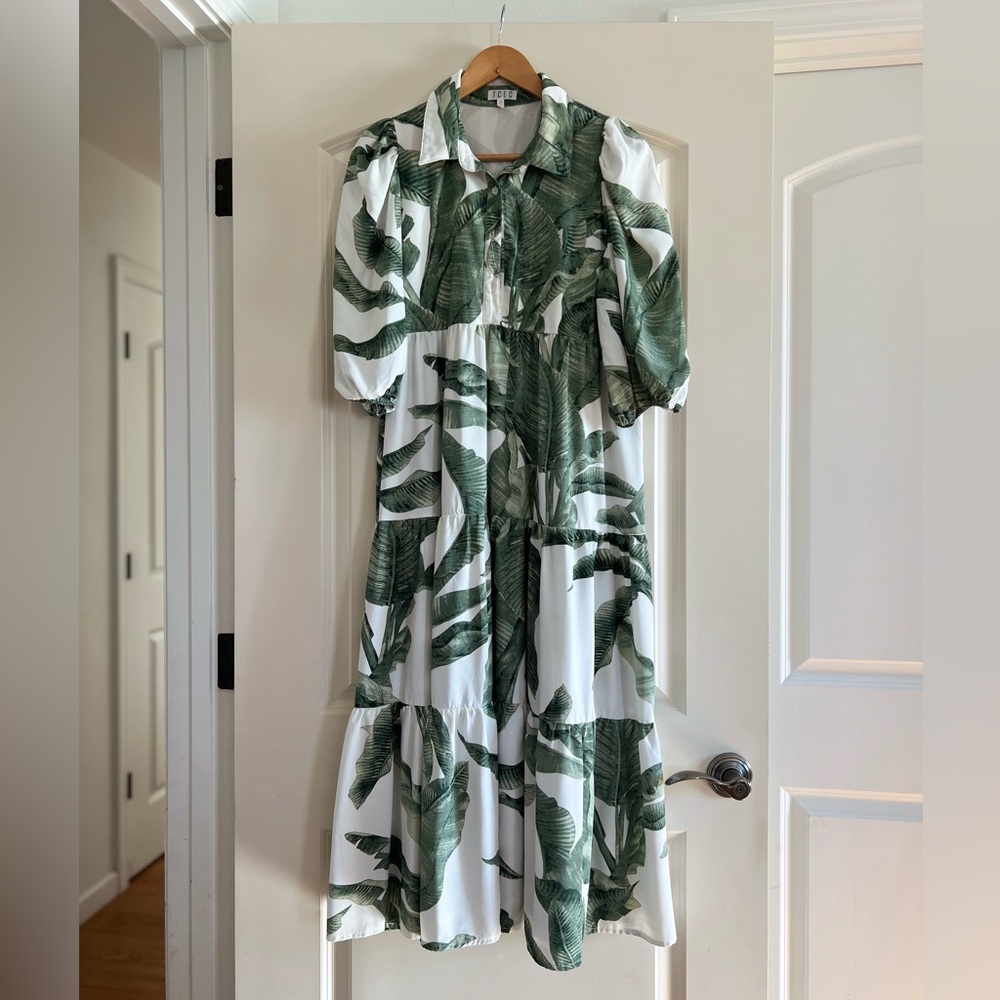 Tropical Leaf Print Dress